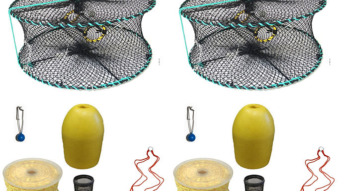 2-Pack 24" Foldable Prawn  Mesh Size:1-1/8" & Accessories (PRN58+PHPH1)x2