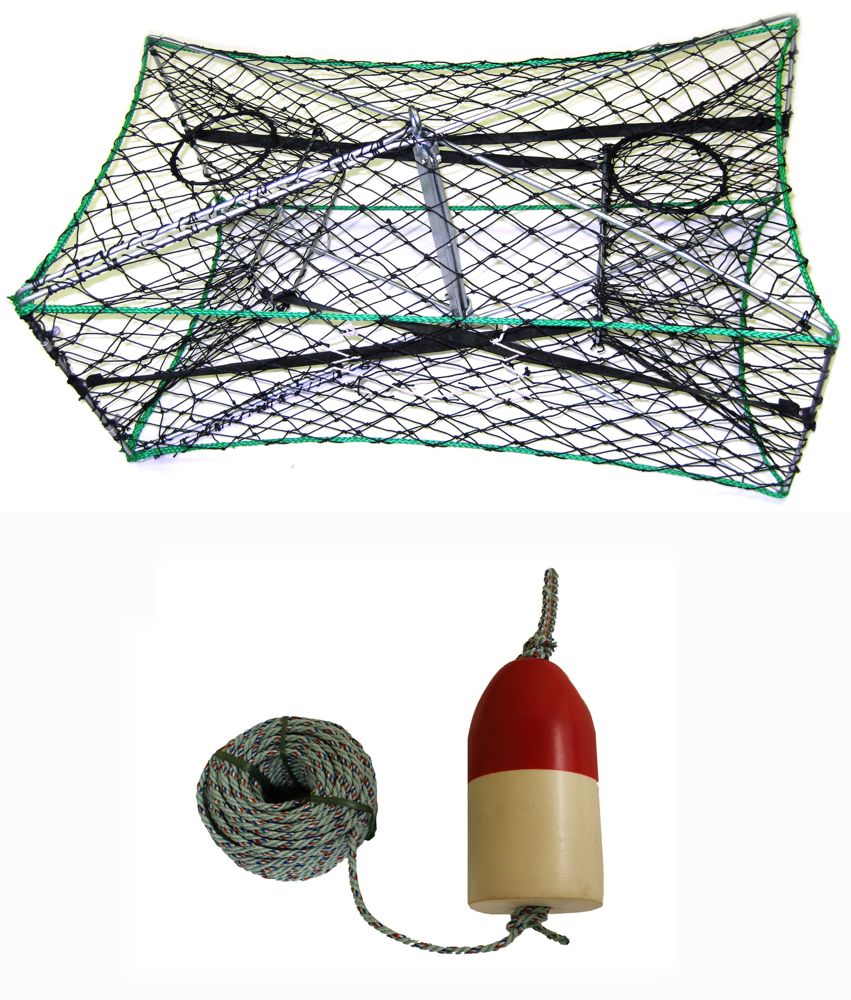 32"X16"X12" Galvanized Foldable Crab Trap & Accessory Kit Comnbo (S33+FWQ100)