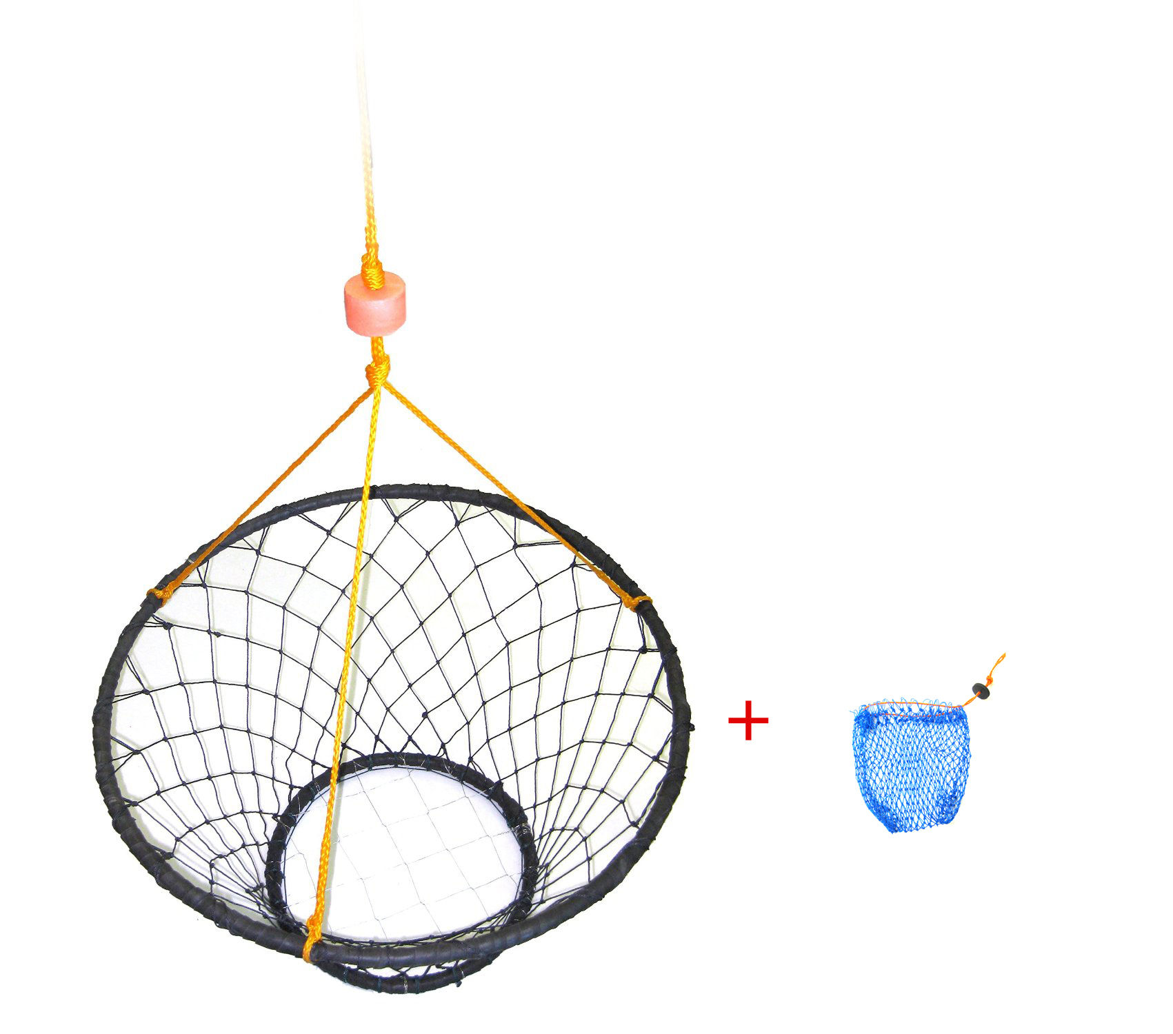 30" Rubber Wrapped Steel Ring Crab Trap with 50' Rope & Bait BAG (CT88+BAG1)
