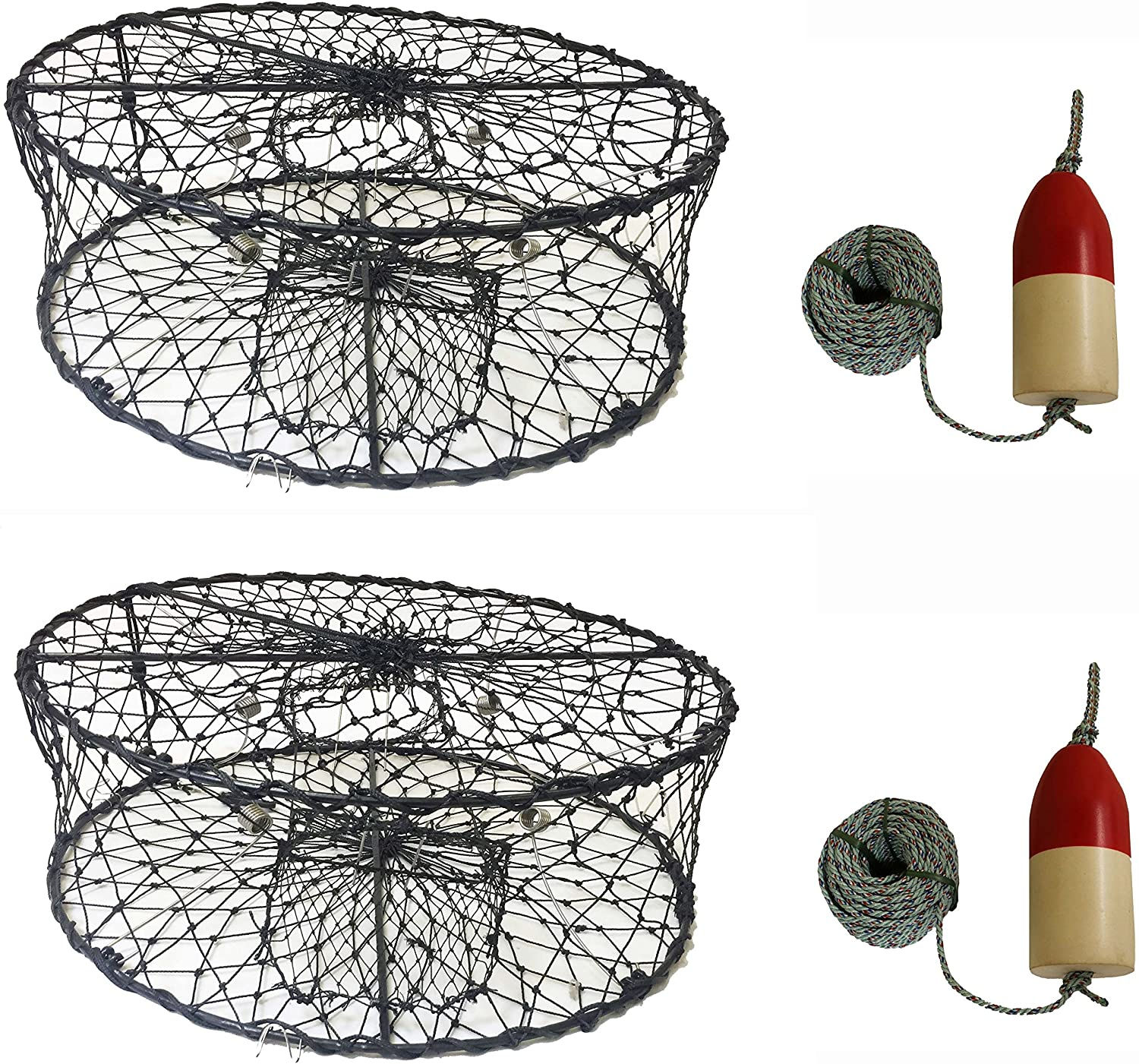 2-Pack of Foldable Crab Trap (30"X10"H)  & Accessories Combo (CT50+FWL103)X2