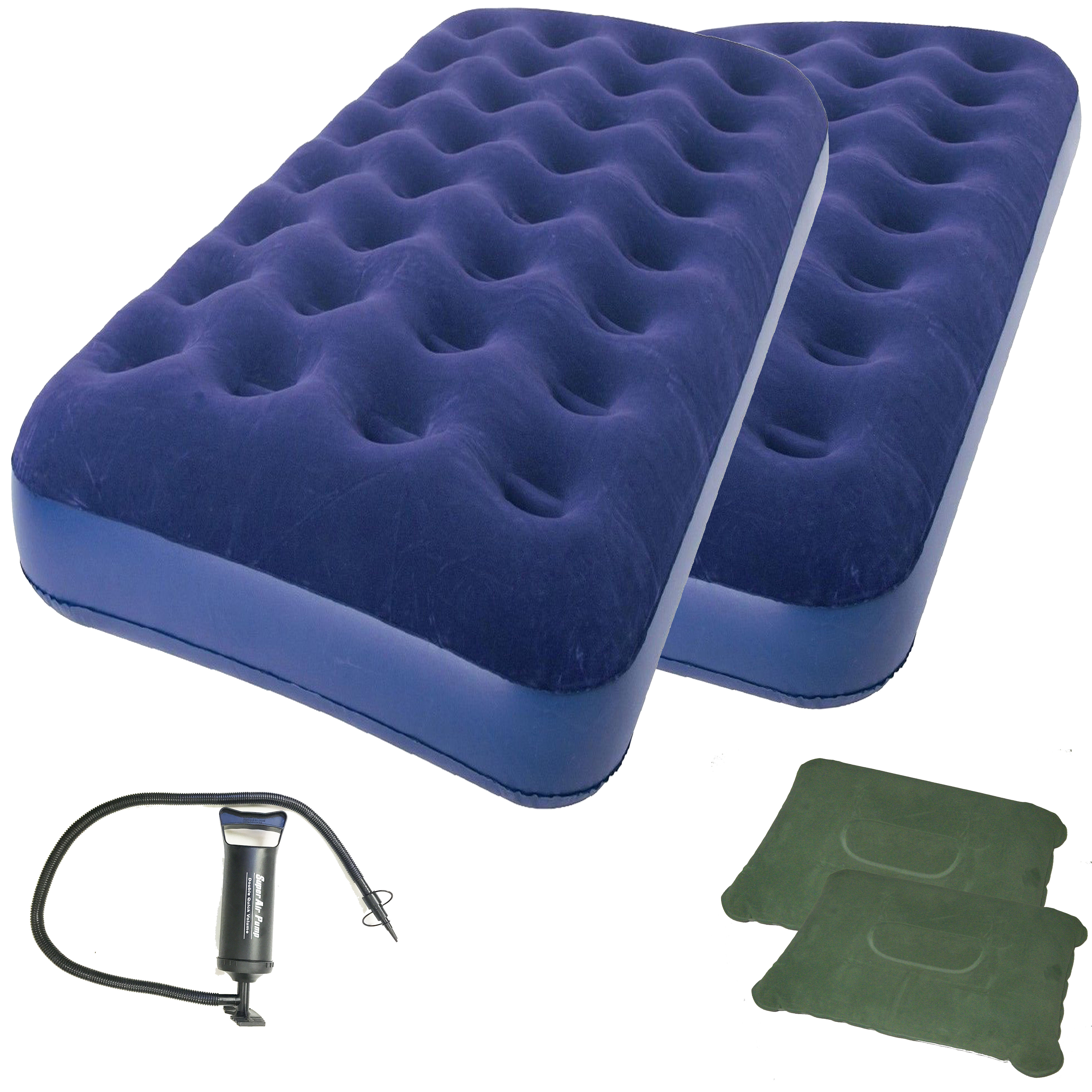 2-Piece of Twin Size Air Mattress with Double Action Pump & 2 Pillow Combo