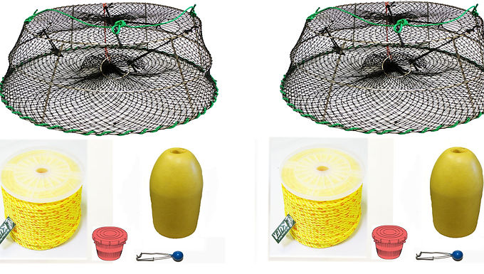 2-Pack Tower Style Stainless Steel Prawn Trap & Accessory Combo(CT76+PAP3)x2