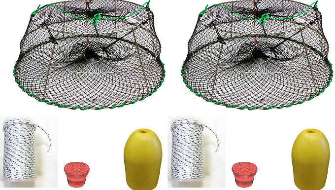 2-Pack Tower Style Stainless Steel Prawn Trap & Accessory Combo(CT77+PAM3)x2