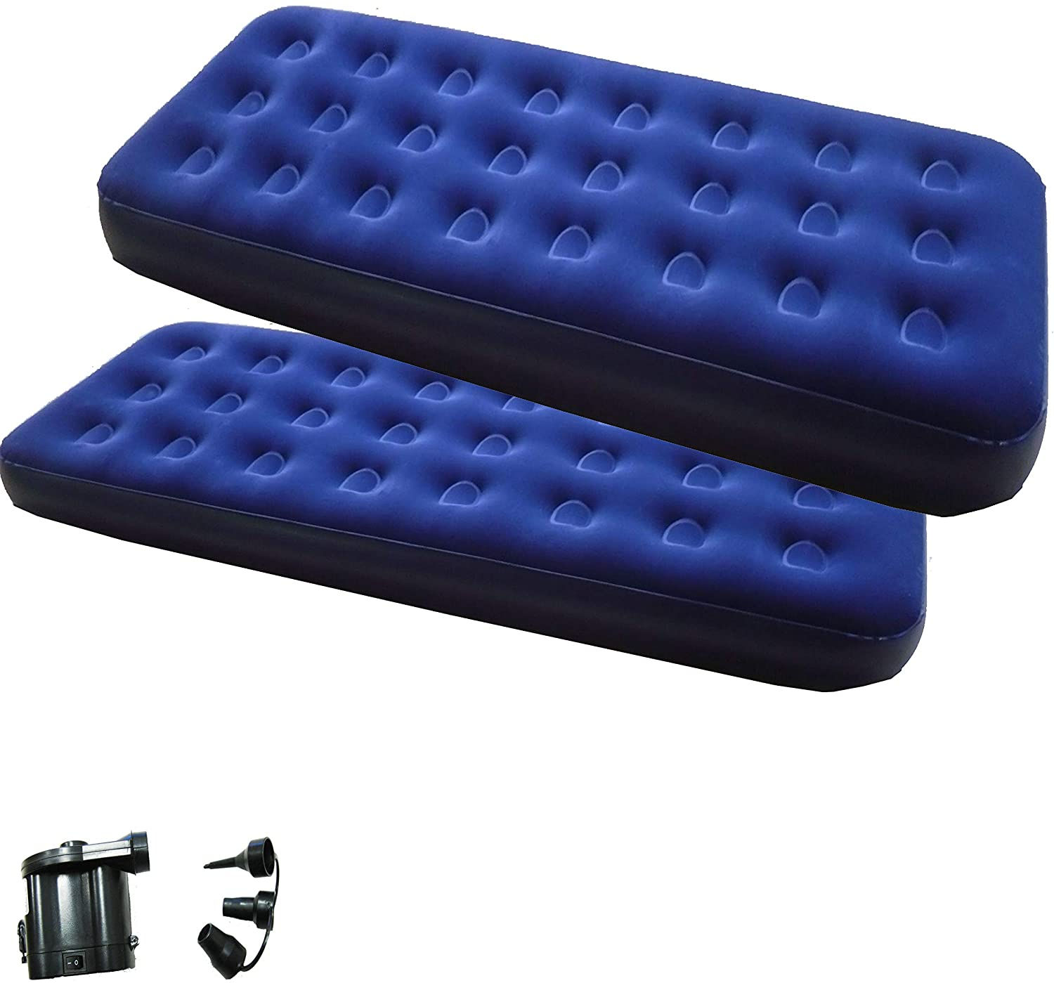 2-Pcs Single Size Air Mattress with Battery Powered air Pump AMSx2+APD