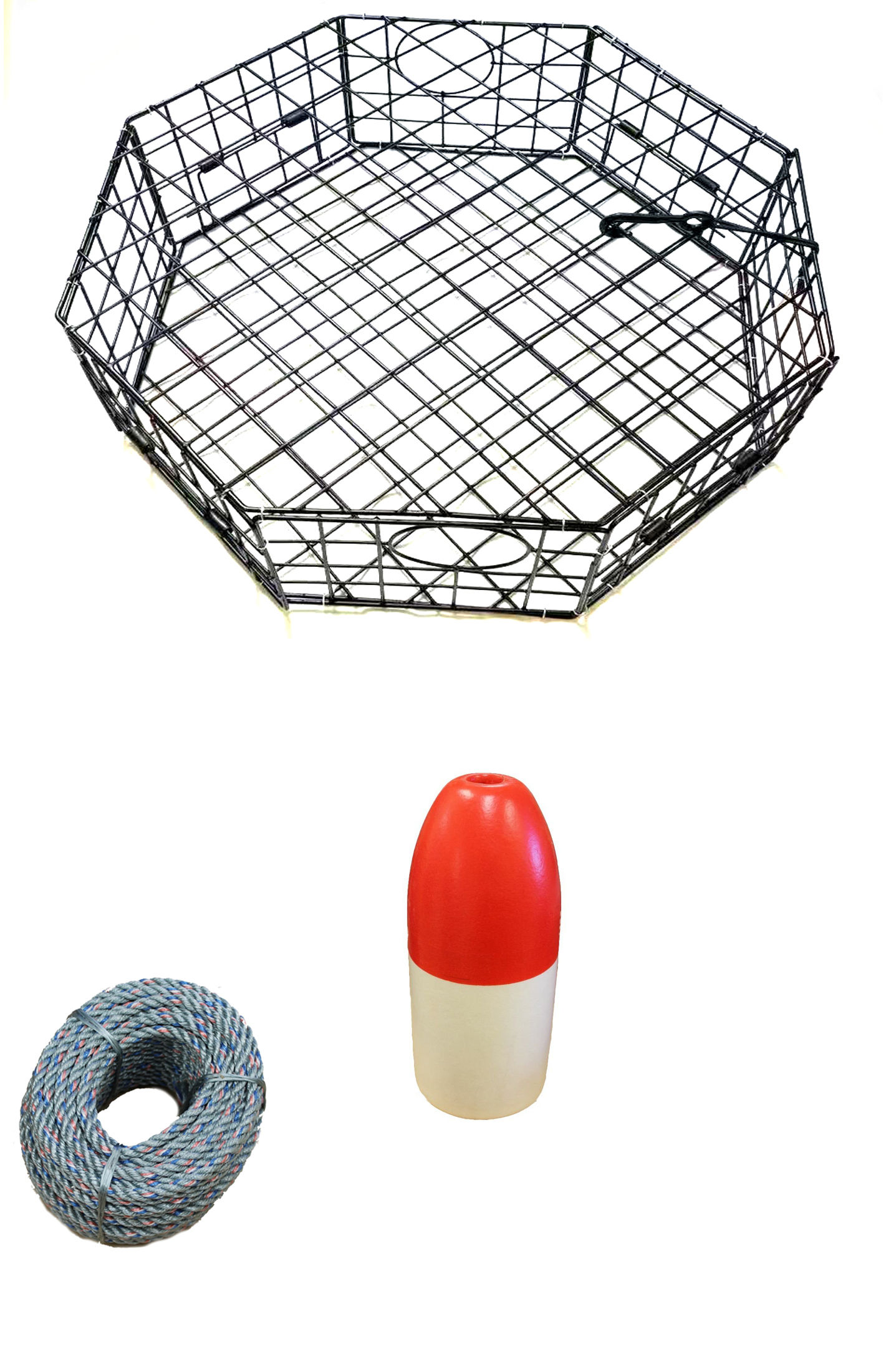 Kufa Sports 28" Vinyl Coated Octagon Crab Trap & Accessory Combo CT118+FWQ100