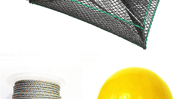 Galvanized Steel Foldable Prawn Trap with Line & Floats Combo(S32+PHQ30Y)