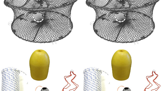 2-Pack 24" Foldable Prawn  Mesh Size:1-3/4" & Accessories (PRN59+PBSH1)X2