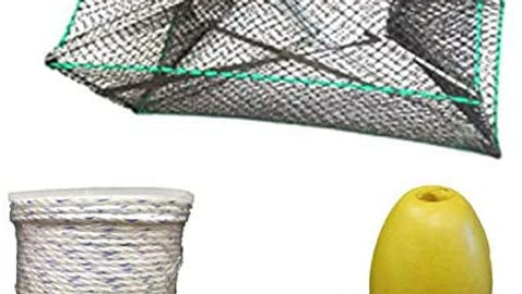 Galvanized Steel Foldable Prawn Trap with Line & Floats Combo(S32+PAM1)