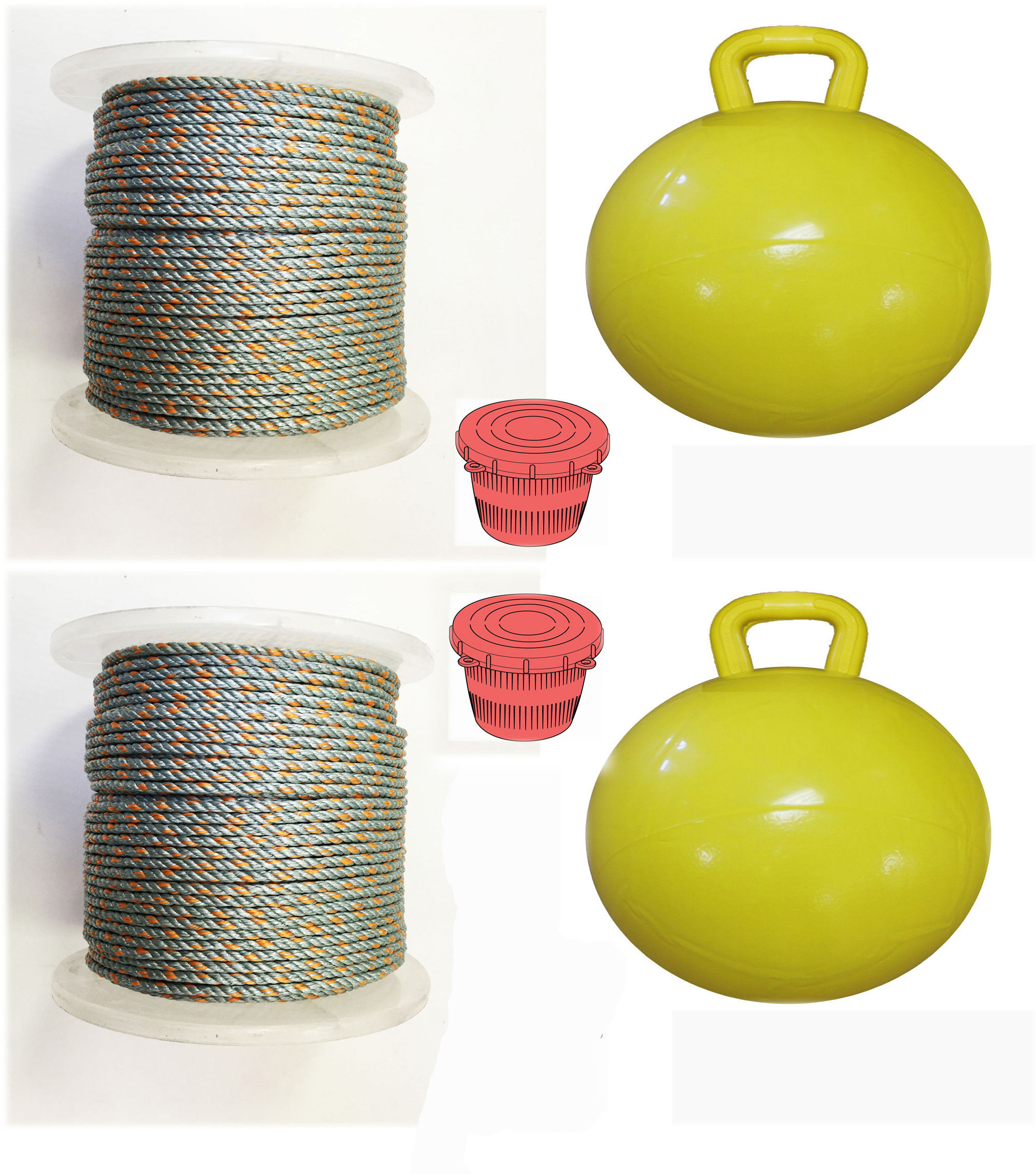 2 Pack of  1/4"X400' Non-Lead Sinking Line,15" inflatable Float & Bait Jar Combo