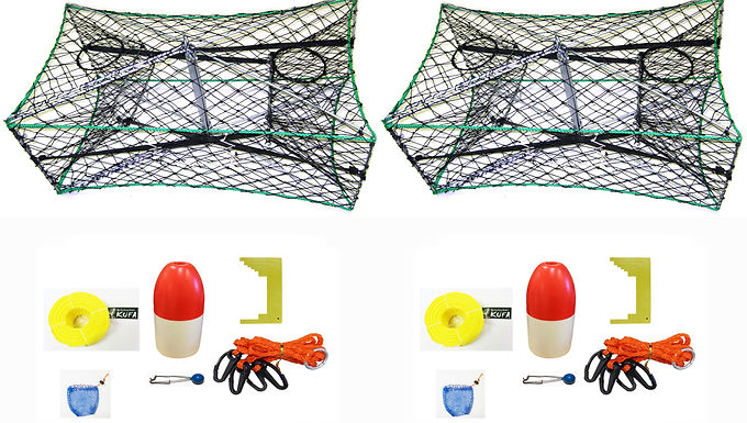 2-Pack Galvanized Foldable Crab Trap & Accessory Kit Comnbo (S33+CAP1) x2