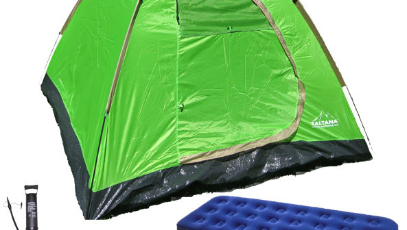 3 Person Tent with 2-pcs Single size AIR Mattress & Hand pump (3PT+AMSx2+AP3)