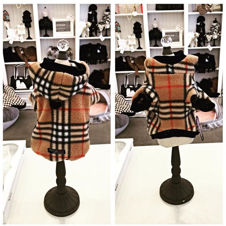 Thumbnail: Tartan Plaid Fleece Dog Hoodie