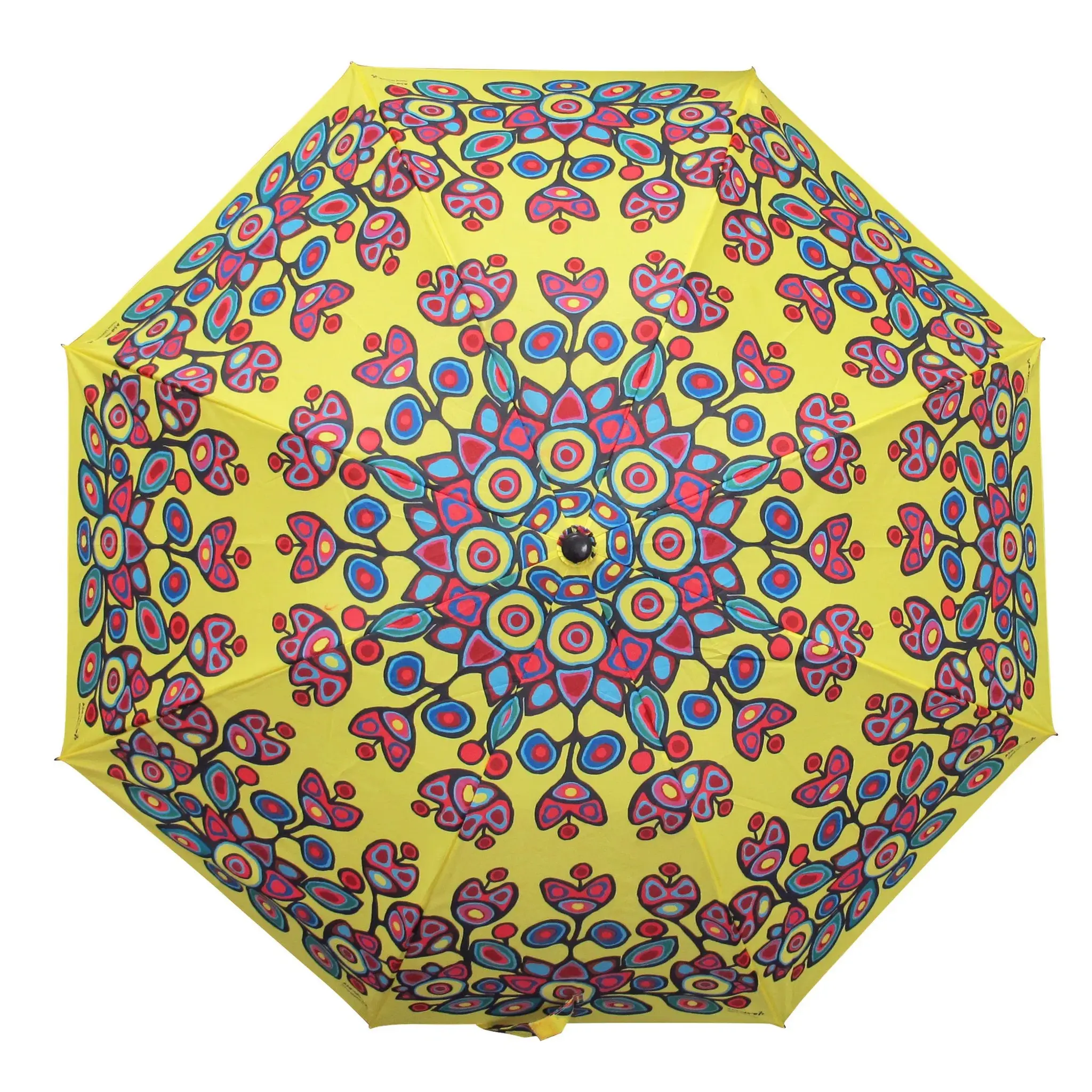 'Floral on Yellow' by Norval Morrisseau Collapsible Umbrella
