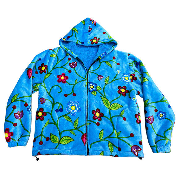 Turquoise Floral Sherpa Hoodie