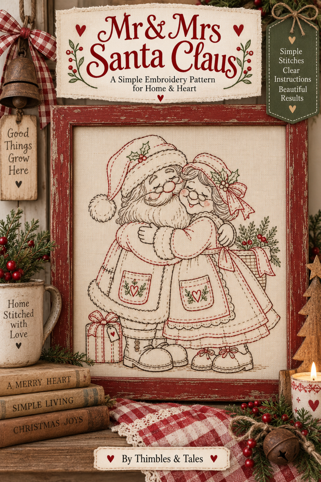 Mr. & Mrs. Santa Claus — Hand Embroidery Pattern
