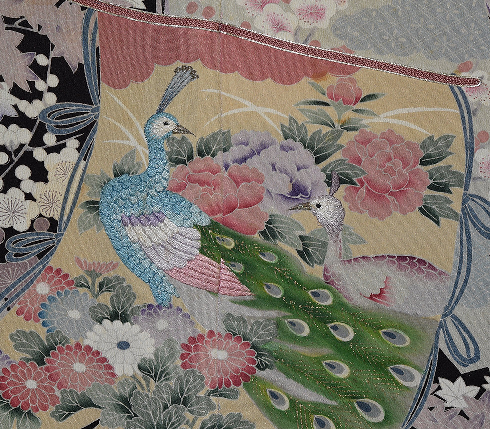 Thumbnail: Hand Made Vintage Silk Kimono in Hand Crafted Frame