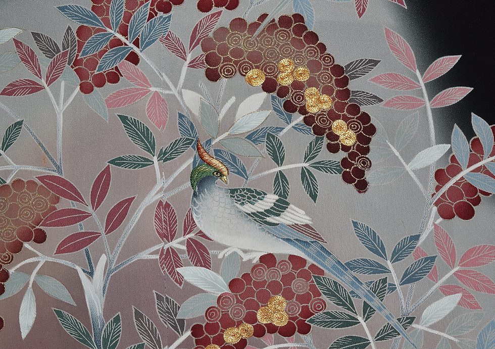 Thumbnail: Hand Made Vintage Silk Kimono in Hand Crafted Frame
