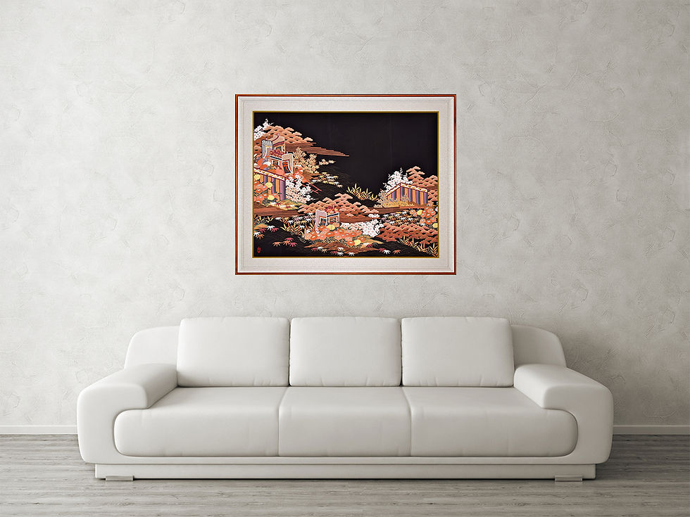 Thumbnail: Hand Made Vintage Silk Kimono in Hand Crafted Frame