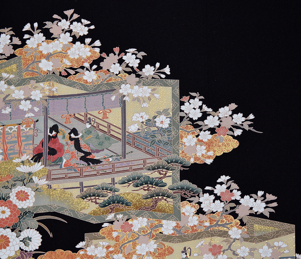 Thumbnail: Hand Made Vintage Silk Kimono in Hand Crafted Frame