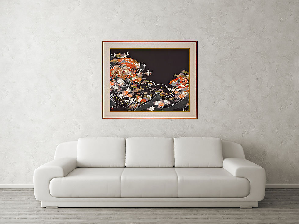 Thumbnail: Hand Made Vintage Silk Kimono in Hand Crafted Frame