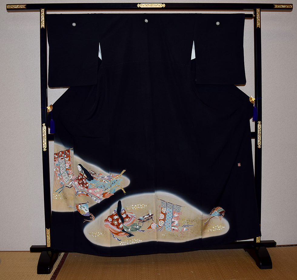 Thumbnail: Hand Made Vintage Silk Kimono in Hand Crafted Frame