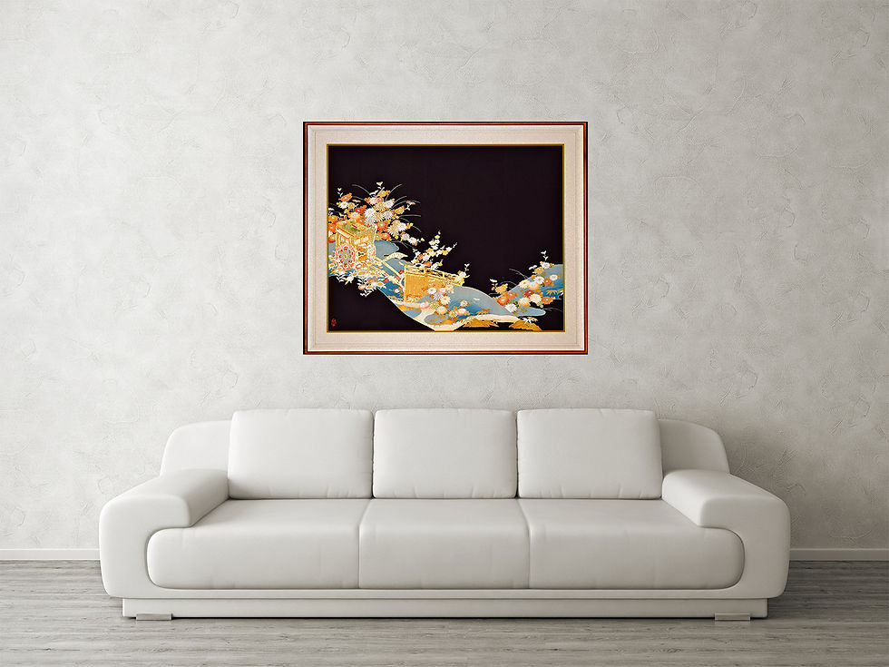 Thumbnail: Hand Made Vintage Silk Kimono in Hand Crafted Frame