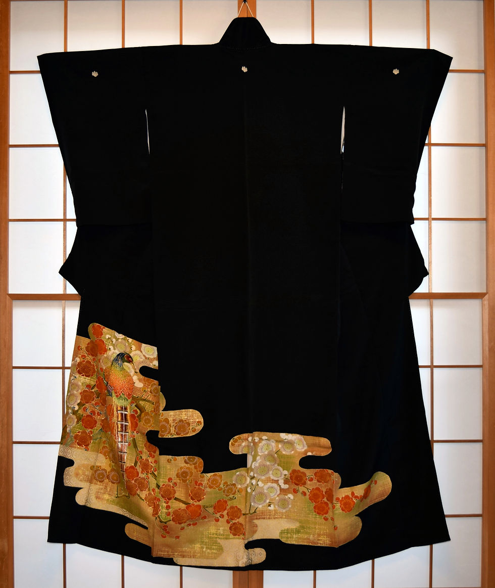 Thumbnail: Hand Made Vintage Silk Kimono in Hand Crafted Frame