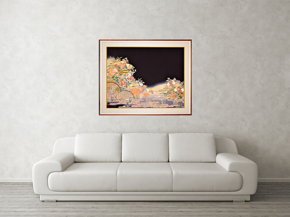 Thumbnail: Hand Made Vintage Silk Kimono in Hand Crafted Frame