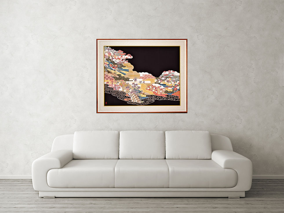Thumbnail: Hand Made Vintage Silk Kimono in Hand Crafted Frame