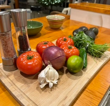 Fresh Pico de Gallo Ingredients on a Cutting Board