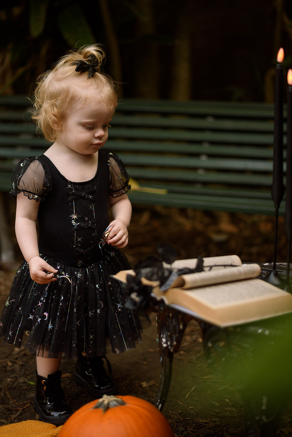 A girl in black at Sydney Halloween mini photo session