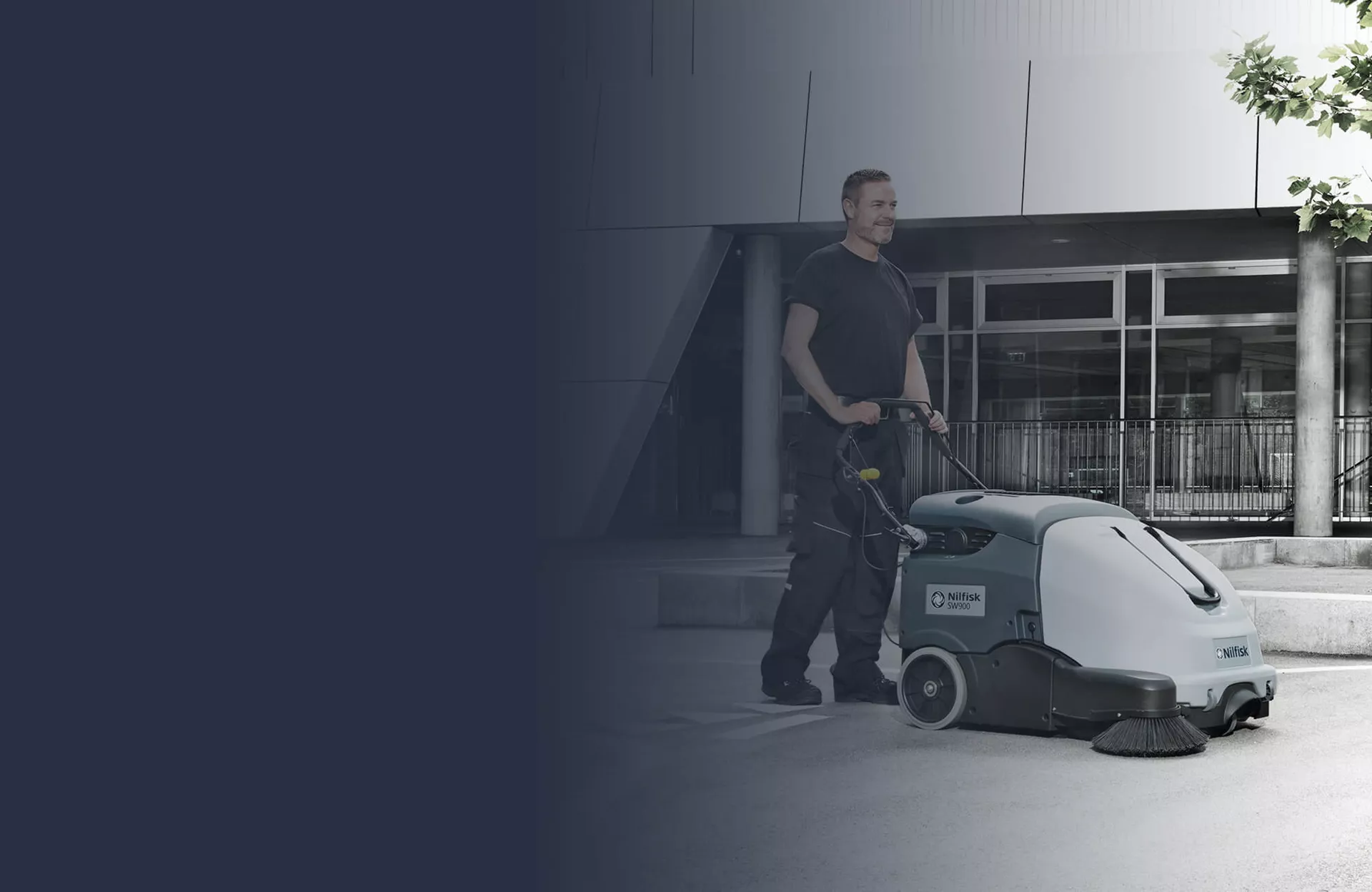 man with sweeper