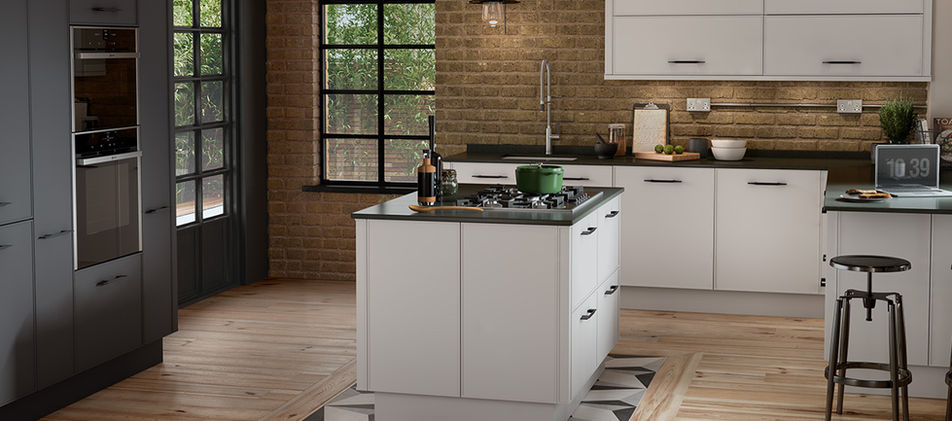 kitchen with kitchen island and open-plan floor space
