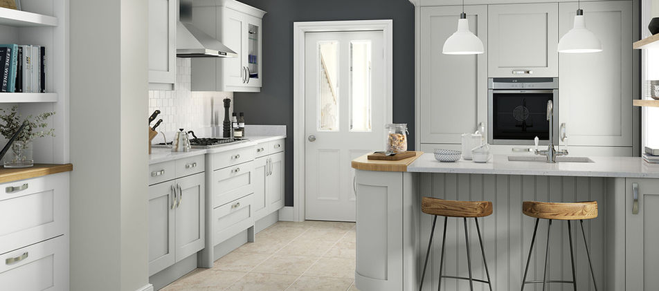 kitchen in clean, white theme