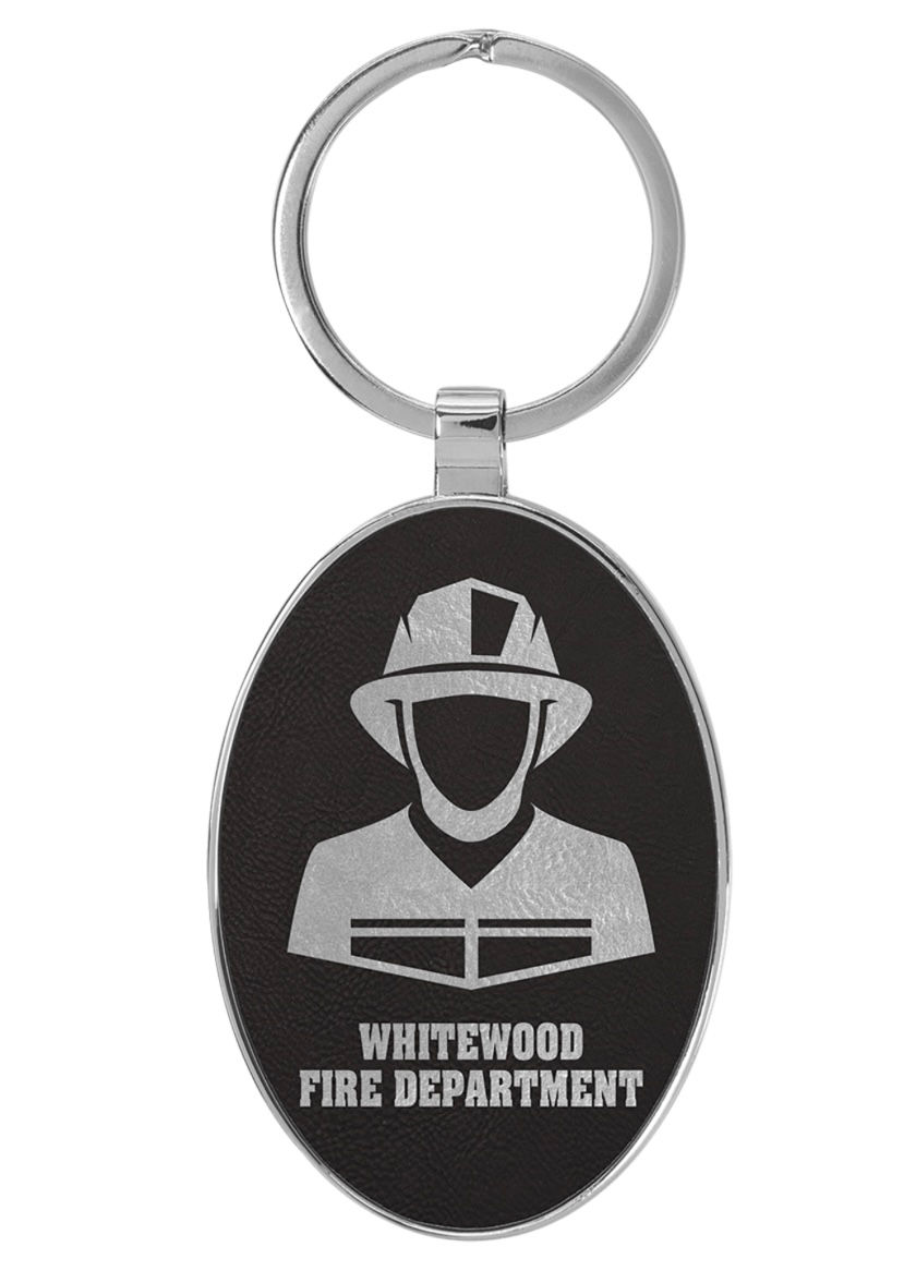 Thumbnail: Metal/Leather Customized Oval Keychain