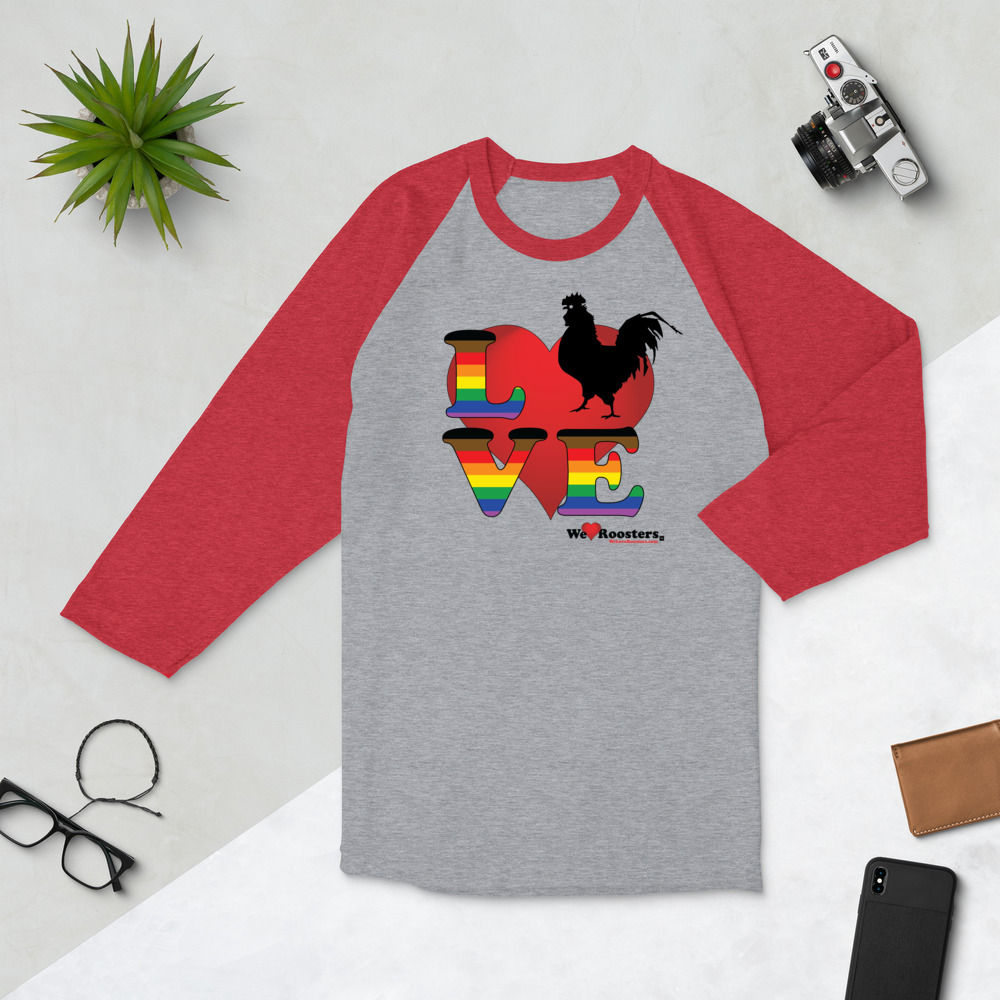 Men's 3/4 sleeve raglan shirt-Love/Rooster