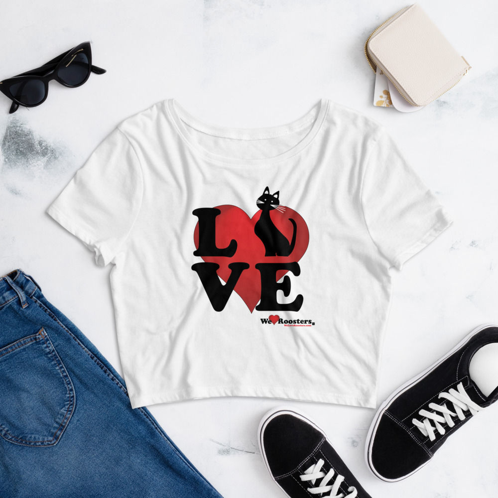 Women’s Crop Tee-Love/Kitty