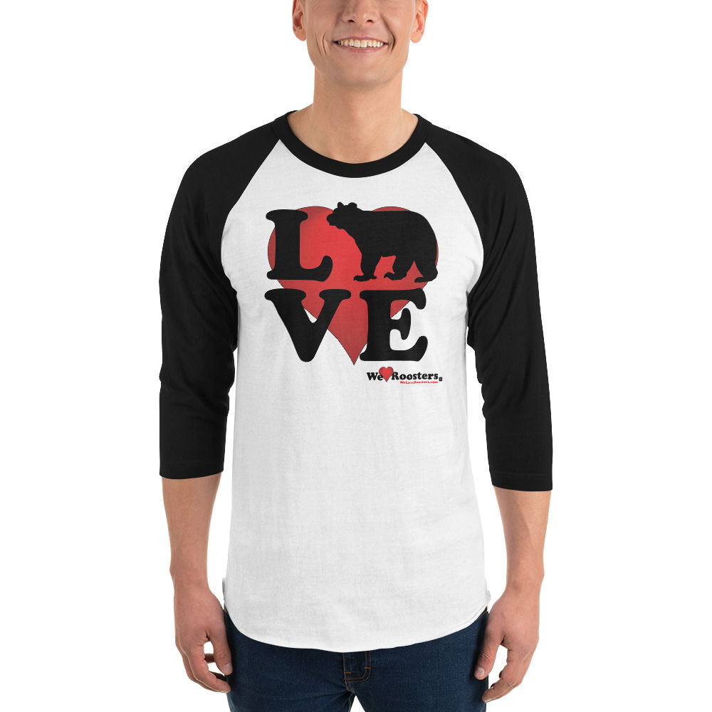 Men's 3/4 sleeve raglan shirt- Love/Bears