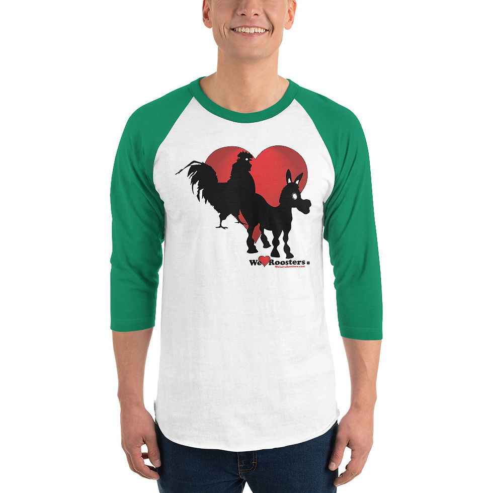 Thumbnail: Men's 3/4 sleeve raglan shirt-Rooster on Donkey