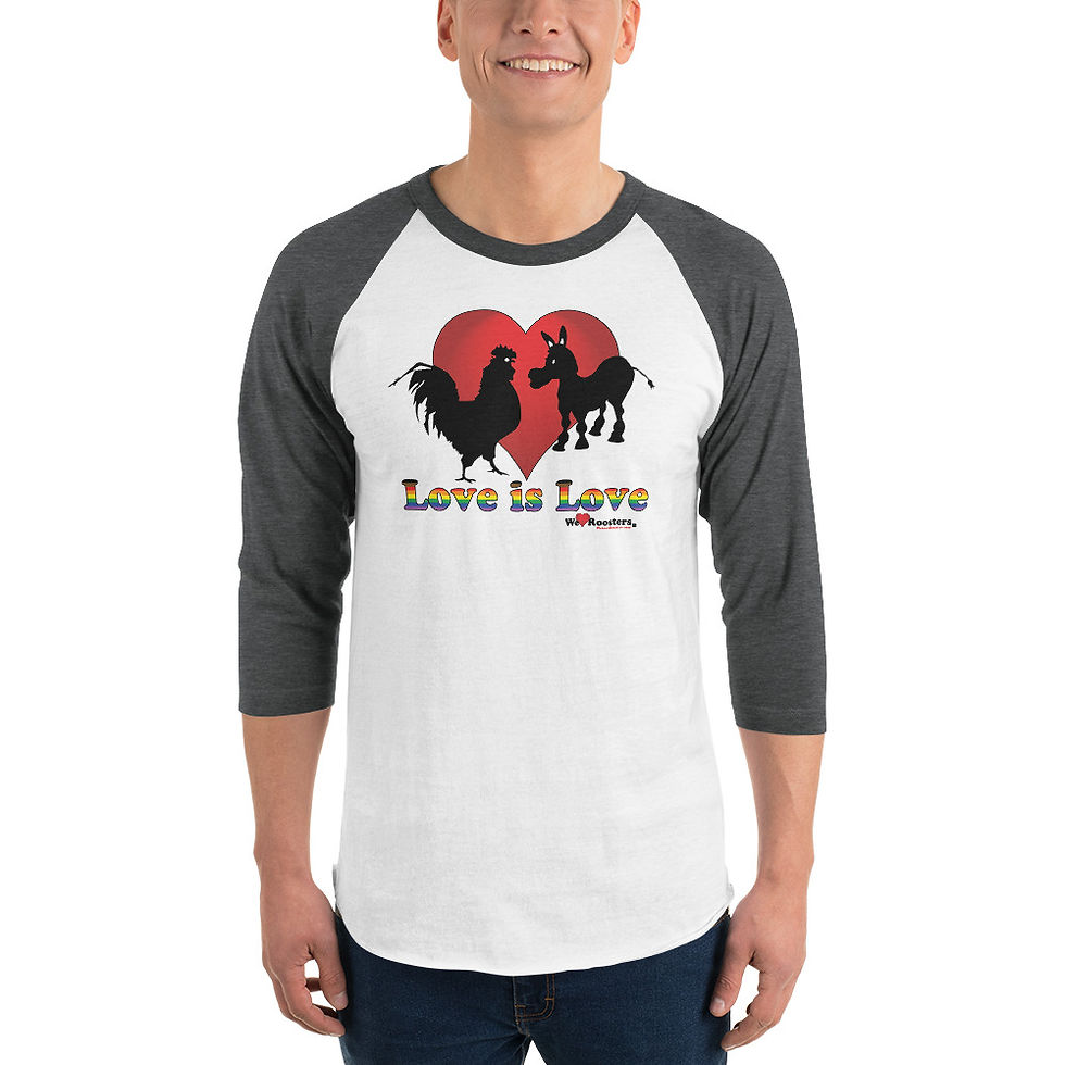 Men's 3/4 sleeve raglan shirt-Rooster/Donkey LL