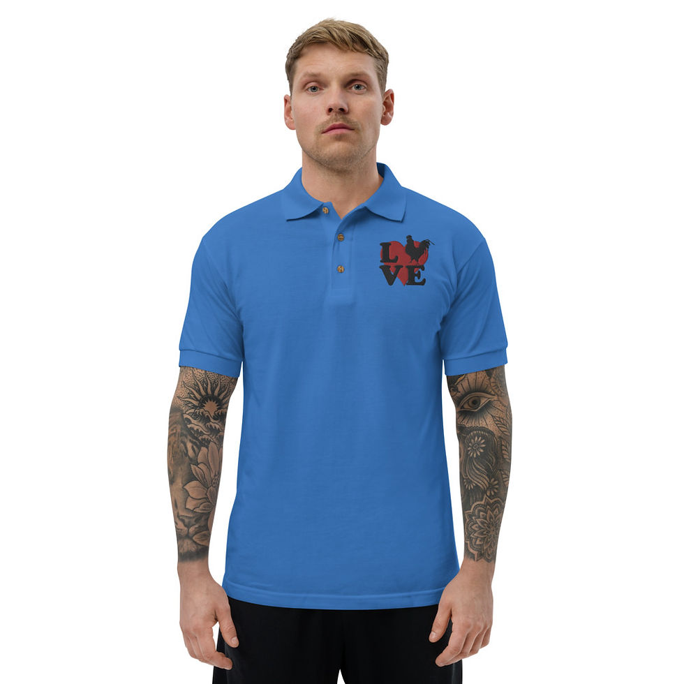 Embroidered Polo Shirt-Love/Rooster