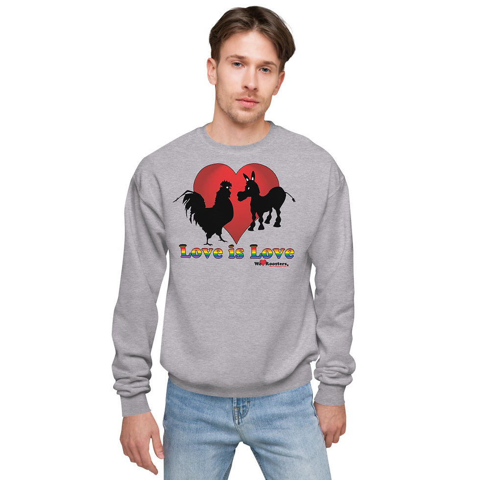 Thumbnail: Men's fleece sweatshirt-Rooster/Donkey LL