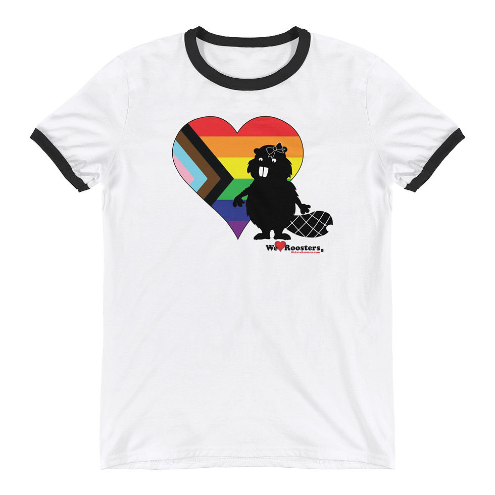 Women's Ringer T-Shirt - Heart/Beaver Pride Series