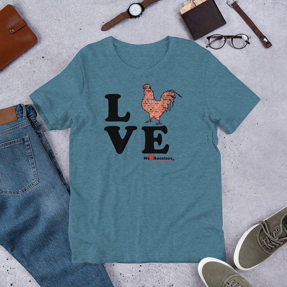 Thumbnail: Unisex Short-Sleeve T-Shirt-Love/Rooster Brick