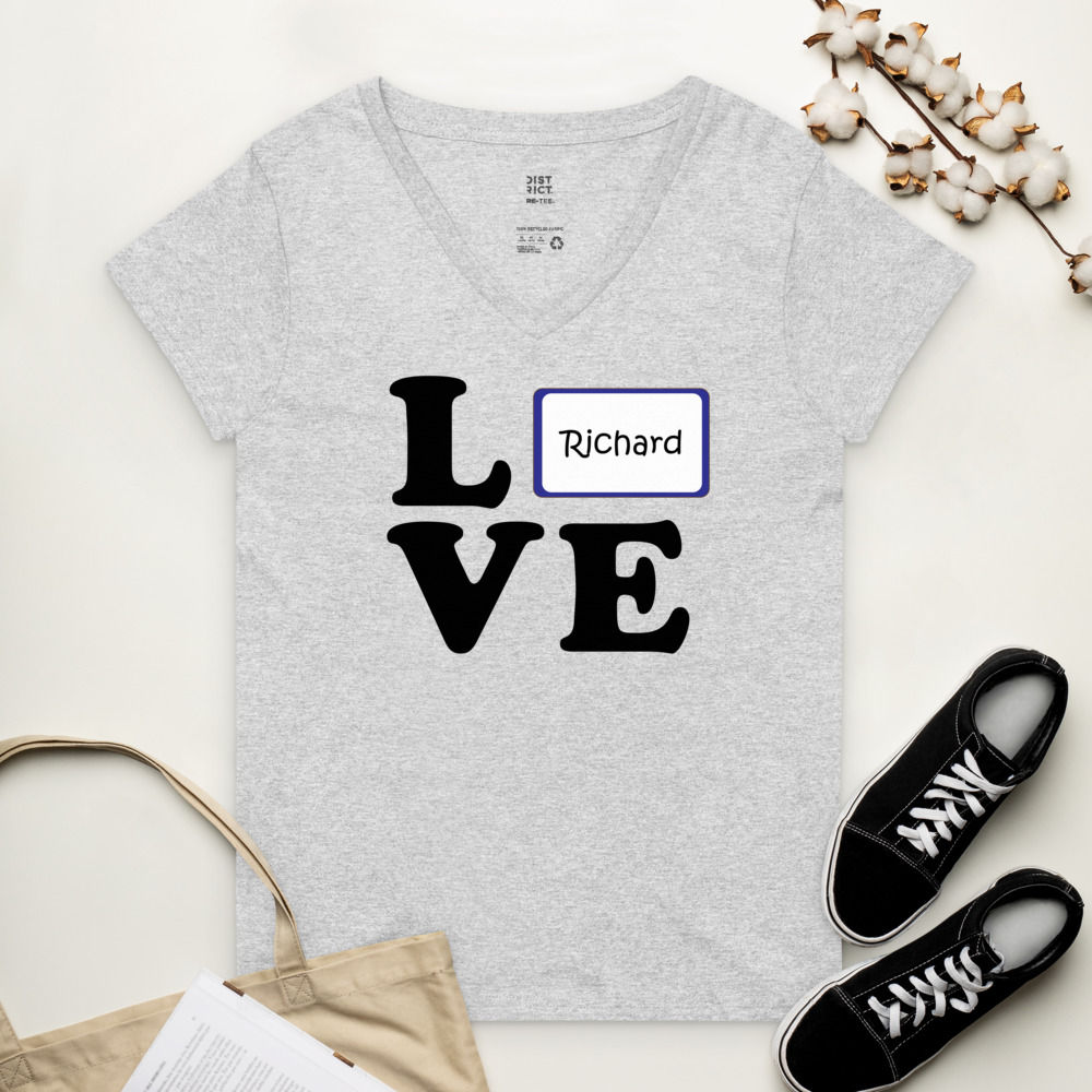 Women’s recycled v-neck t-shirt-Love/Richard