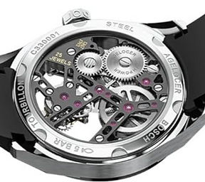 Agelocer Orologio Uomo Meccanico A Tourbillon - Quadrante Traforato 40mm, Cinturino In Pelle Italiana