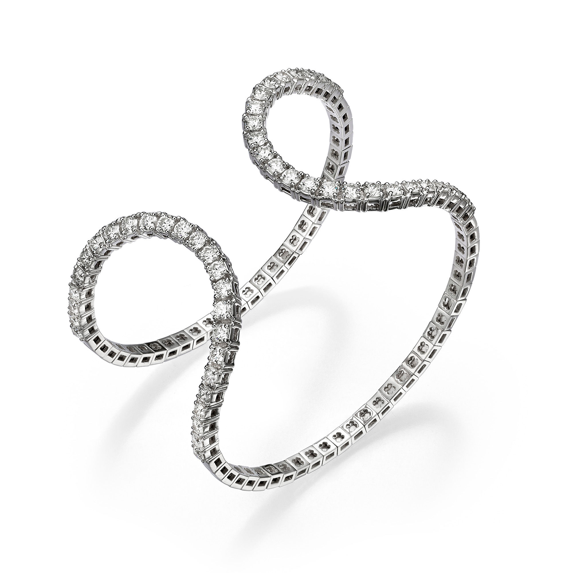 צמיד יהלומים מיוחד 4 קראט - 18K זהב לבן שניצר