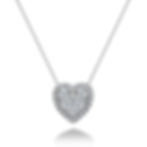 תליון לב יהלומים - 18K זהב לבן