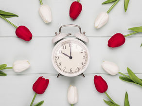 Wedding Clock surrounded by Tulips