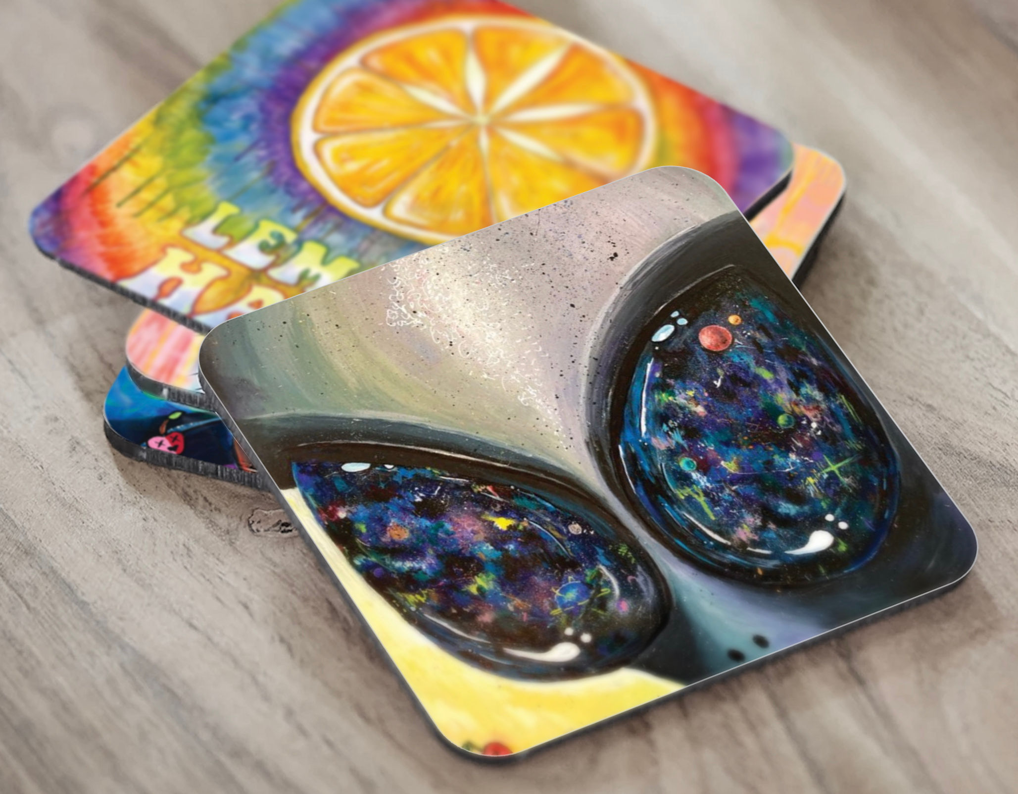 Gray Alien Cork Back 4x4in Square Coaster